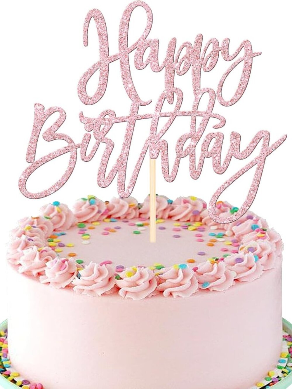 1 PCS Happy Birthday Cake Topper Glitter Cake Pick for Celebrating Anniversary T